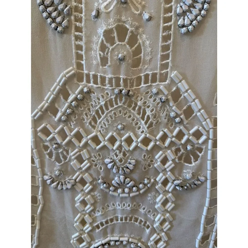 LOVERS+FRIENDS BEADS EMBROIDERED IVORY/white  COLOR SIZE Medium BLOUSE